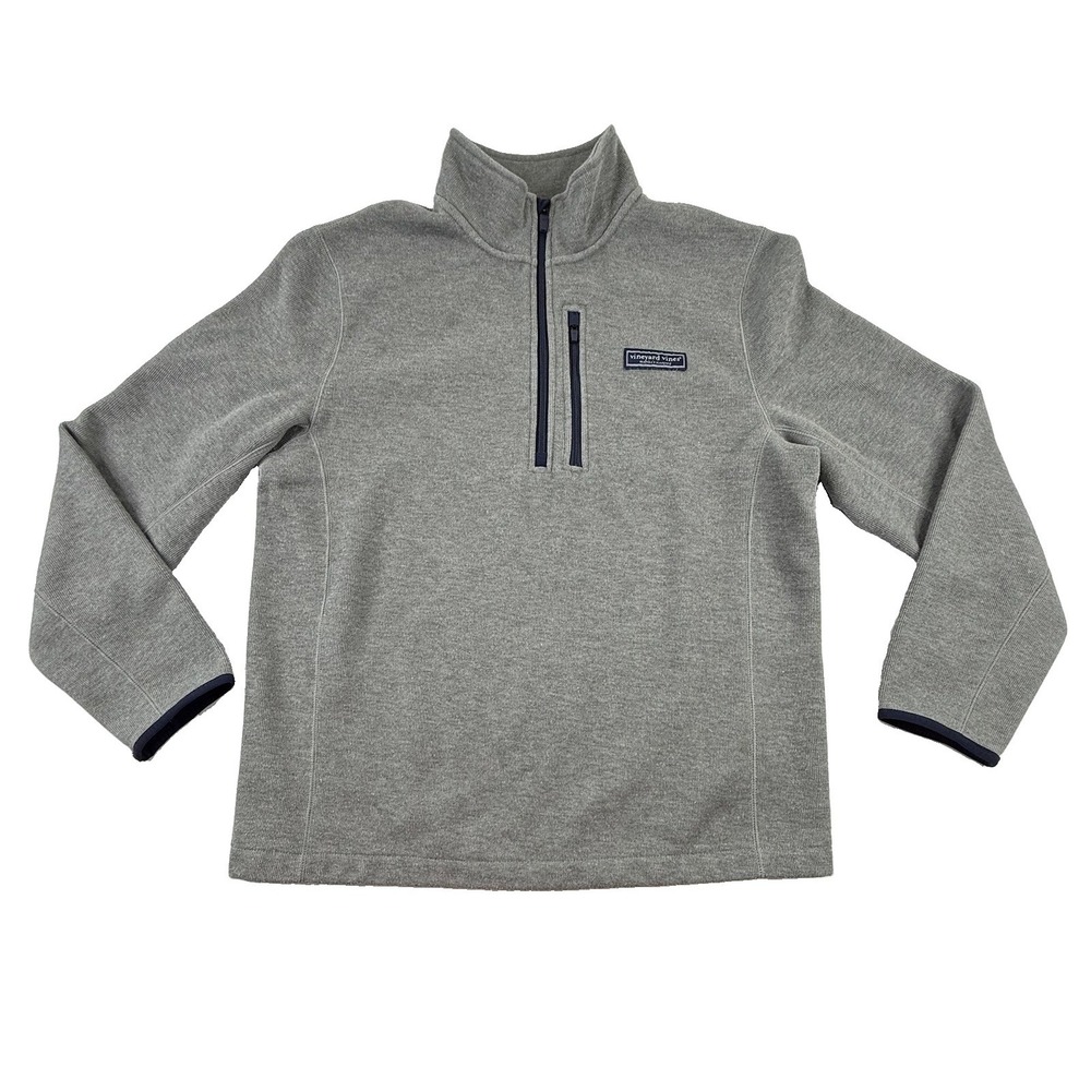 Vineyard Vines Mountain Sweater Fleece 1/4 Zip Pullover Gray Men's Medium